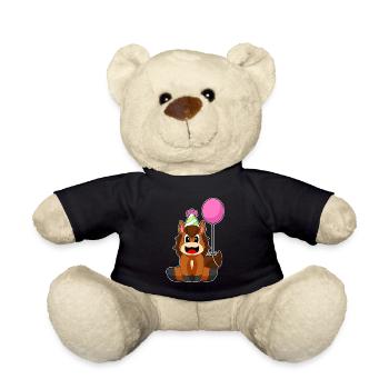 Horse Birthday Balloon - Teddy Bear - black - Front