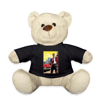 Popart Cartoon Dream Spouse Mr. Handsome Man - Teddy Bear - black - Front