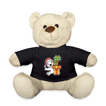Eisbär mit Weihnachtsmütze und Weihnachtsgeschenk - Teddy - Schwarz - Vorne