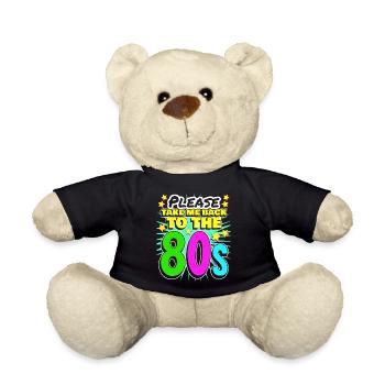 80s 1980's Party Retro - Teddy Bear - black - Front