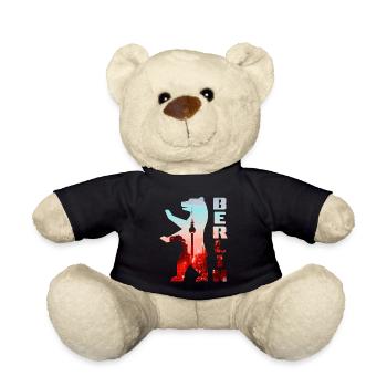 Berliner Bär gefüllt mit Skyline Fernsehturm - Teddy - Schwarz - Vorne