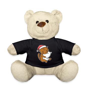 Cat, Cute, Abyssinian Cat, Tired, Christmas - Teddy Bear - black - Front