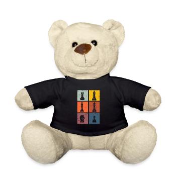 Schachspieler Silhouetten Schachfiguren Retro - Teddy - Schwarz - Vorne