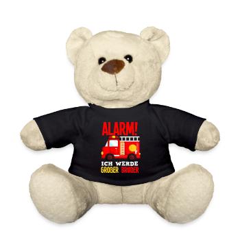 Alarm Ich Werde Großer Bruder Feuerwehr Sohn - Teddy - Schwarz - Vorne