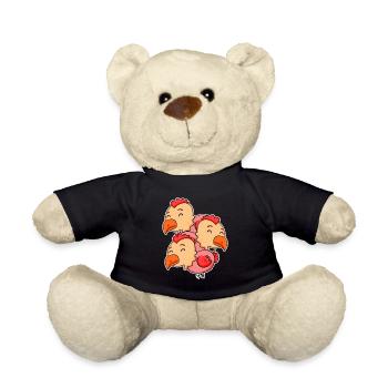 Cute Chickens - Chicken Motif - Teddy Bear - black - Front