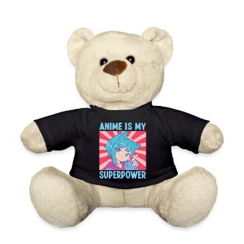 Anime is my Superpower Funny Anime Lovers Kids Boy - Teddy Bear - black - Front