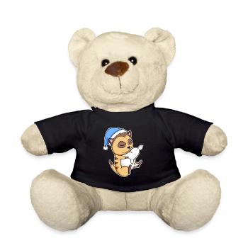 Meerkat with pillow and sleepy cap - Teddy Bear - black - Front
