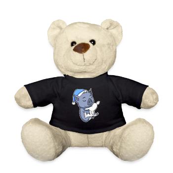 Chauve-souris avec oreiller et bonnet somnolent - Nounours - noir - Devant