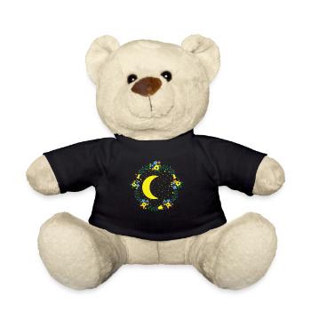 Mond mit Blümchen Nachthimmel Weltraum - Teddy - Schwarz - Vorne