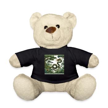 Chinese Dragon Art Mystical Forest Spirits - Teddy Bear - black - Front