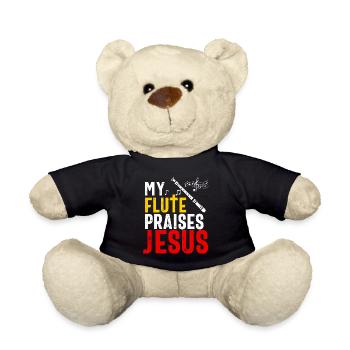 Flute Player Christian Women Girls Men Flutist - Teddy Bear - black - Front