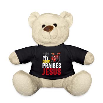 Christian Drummer Drum Player Stick Men Jesus - Teddy Bear - black - Front