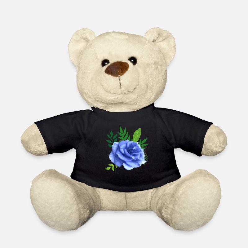 Rose bleue avec des feuilles - Nounours - noir