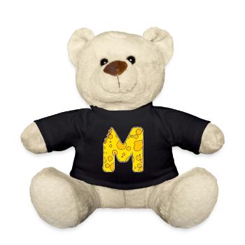 Letter M - Initial Letter M - Cheese Motif - Teddy Bear - black - Front