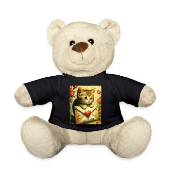 LETTRE DE CHAT DE LA SAINT-VALENTIN LA VIE C’EST L’AMOUR - Nounours - noir - Devant