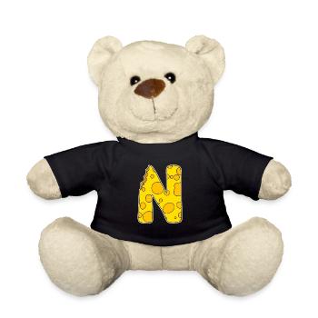 Buchstabe N - Anfangsbuchstabe N - Käse Motiv - Teddy - Schwarz - Vorne