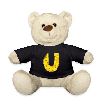 Buchstabe U - Anfangsbuchstabe U - Käse Motiv - Teddy - Schwarz - Vorne