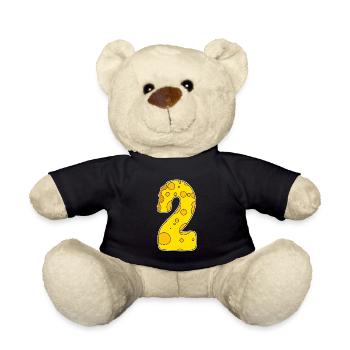 Number 2 - Two - Second - Teddy Bear - black - Front