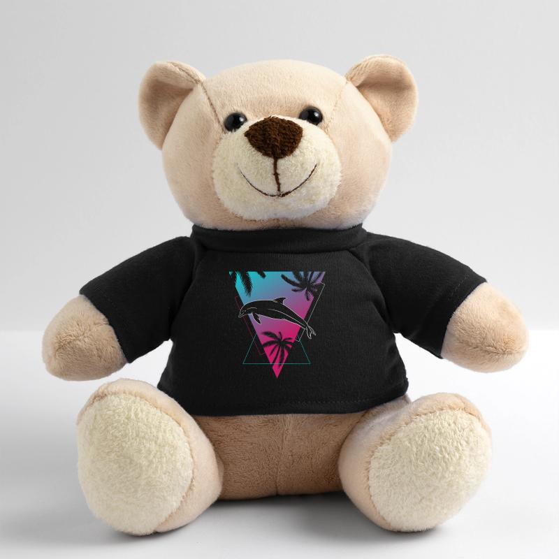 Retro Dolphin Sunset Palm Tree Silhouette Teddy Bear