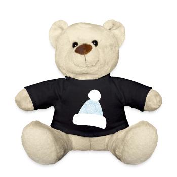Bobble Hat Beanie Snowflakes Après-Ski Winter - Teddy Bear - black - Front