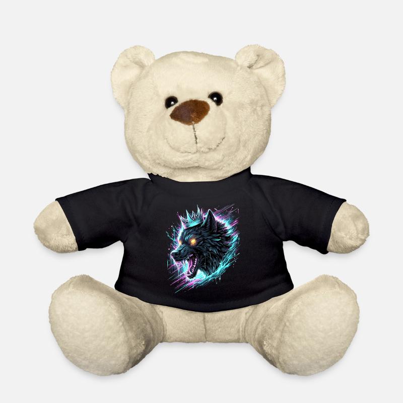 Königlicher Wolf Synthwave - Teddy - Schwarz