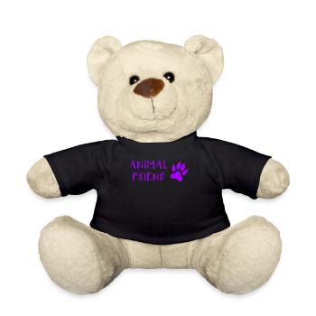 Tierfreund Schrift Pfotenabdruck Stil - Teddy - Schwarz - Vorne