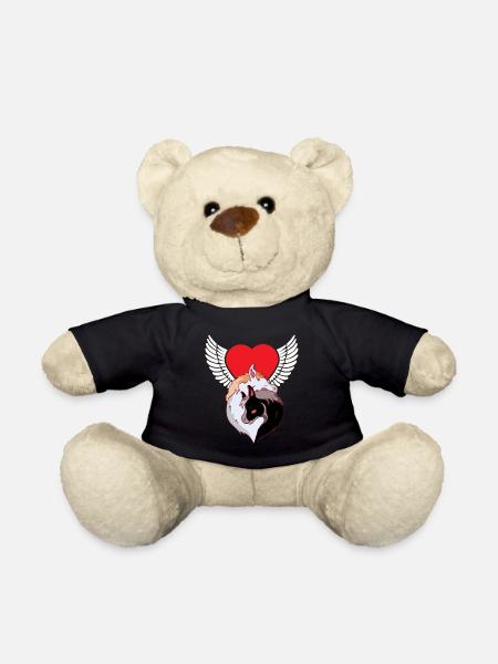 Chevaux célestes Amour Coeur Cheval Cavalier Fou - Nounours - noir