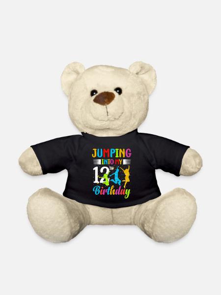 Trampolin Lover 8. Geburtstag Party Springen - Teddy - Schwarz