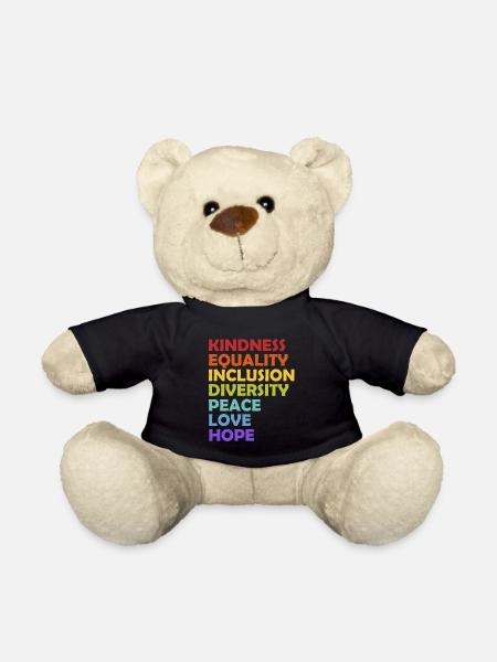 Freundlichkeit Gleichheit Inklusion Vielfalt Frieden Liebe - Teddy - Schwarz