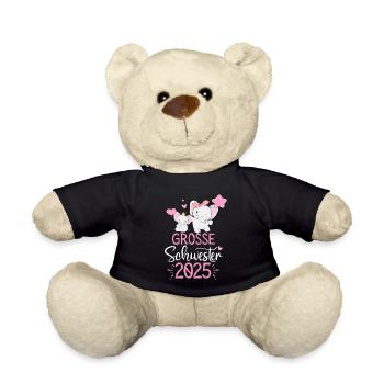 Ich werde große Schwester 2025 Elefanten Mädchen - Teddy - Schwarz - Vorne