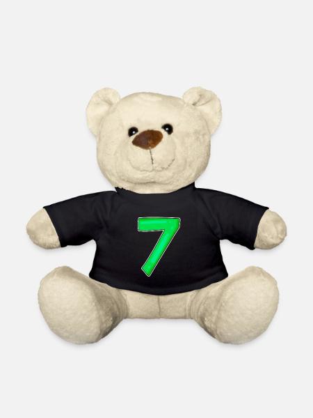 7 Nummer Zahl Grün - Teddy - Schwarz