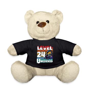 Gaming Birthday Level 24 Unlocked Gamer - Teddy Bear - black - Front
