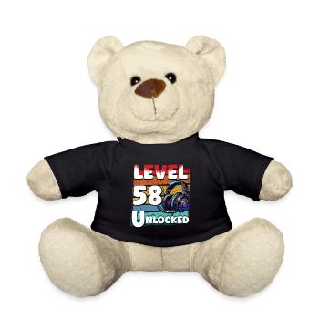 Gaming Birthday Level 58 Unlocked Gamer - Teddy Bear - black - Front