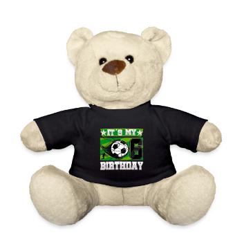 6th birthday Boy Soccer 6 Years Old Gifts - Teddy Bear - black - Front
