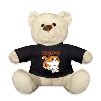Gift for Mahjong Fans - Teddy Bear - black - Front