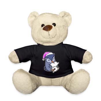 Owl Tired Sleeping Sleep Girl - Teddy Bear - black - Front