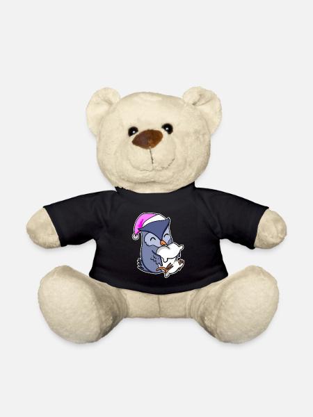 Eule Müde Ausschlafen Schlafen Mädchen - Teddy - Schwarz