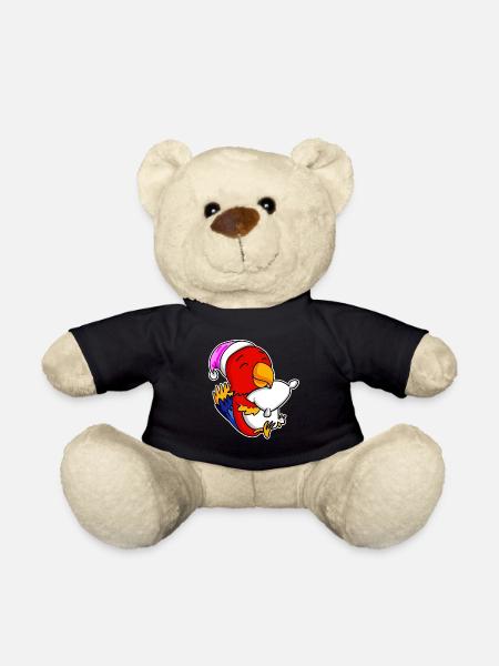 Papagei Müde Ausschlafen Schlafen Mädchen - Teddy - Schwarz