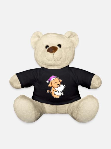 Hund Müde Ausschlafen Schlafen Mädchen - Teddy - Schwarz