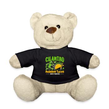 Cilantro Hater Hate Cilantro Soap Button - Teddy Bear - black - Front