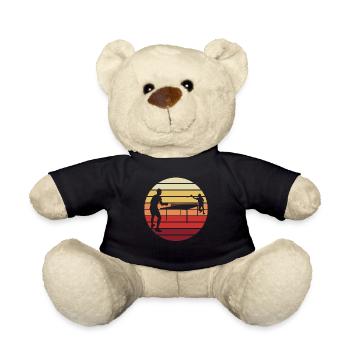 Tischtennis Sonnenuntergang Match Geschenk - Teddy - Schwarz - Vorne