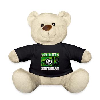 13th birthday Boy Soccer 13 Years Old Gifts - Teddy Bear - black - Front