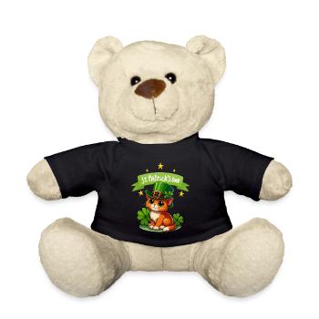 Katze St. Patrick's Day Kleeblatt Glück niedlich - Teddy - Schwarz - Vorne