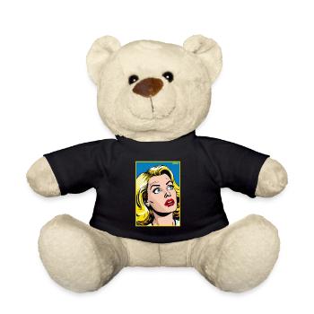 Cartoon Pop Art : Femme blonde en action - Nounours - noir - Devant