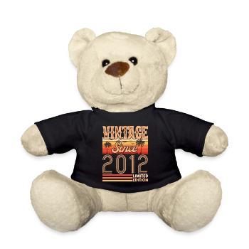 anniversaire 2012. Vintage né en 2012 anniversaire - Nounours - noir - Devant