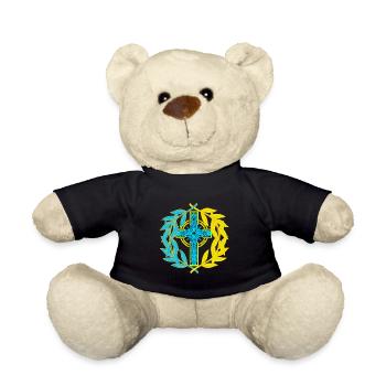 Crucifix cross crosses laurel wreath religion - Teddy Bear - black - Front