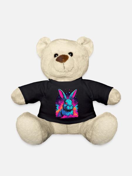 Space Nebula Galaxy Rabbit Lovers Vaporwave - Teddy Bear - black
