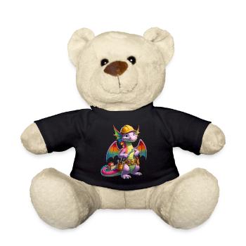Drache als Handwerker - Teddy - Schwarz - Vorne