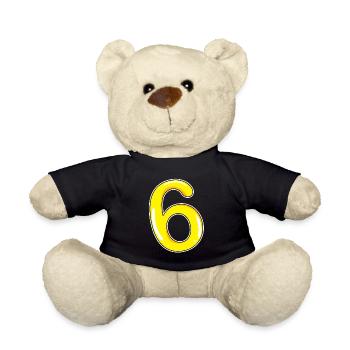 Number 6 Number yellow - Teddy Bear - black - Front