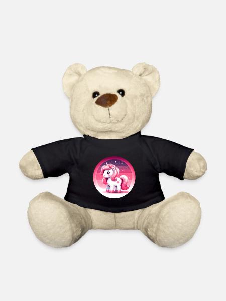 Einhorn in rosa Comicstyle - Teddy - Schwarz